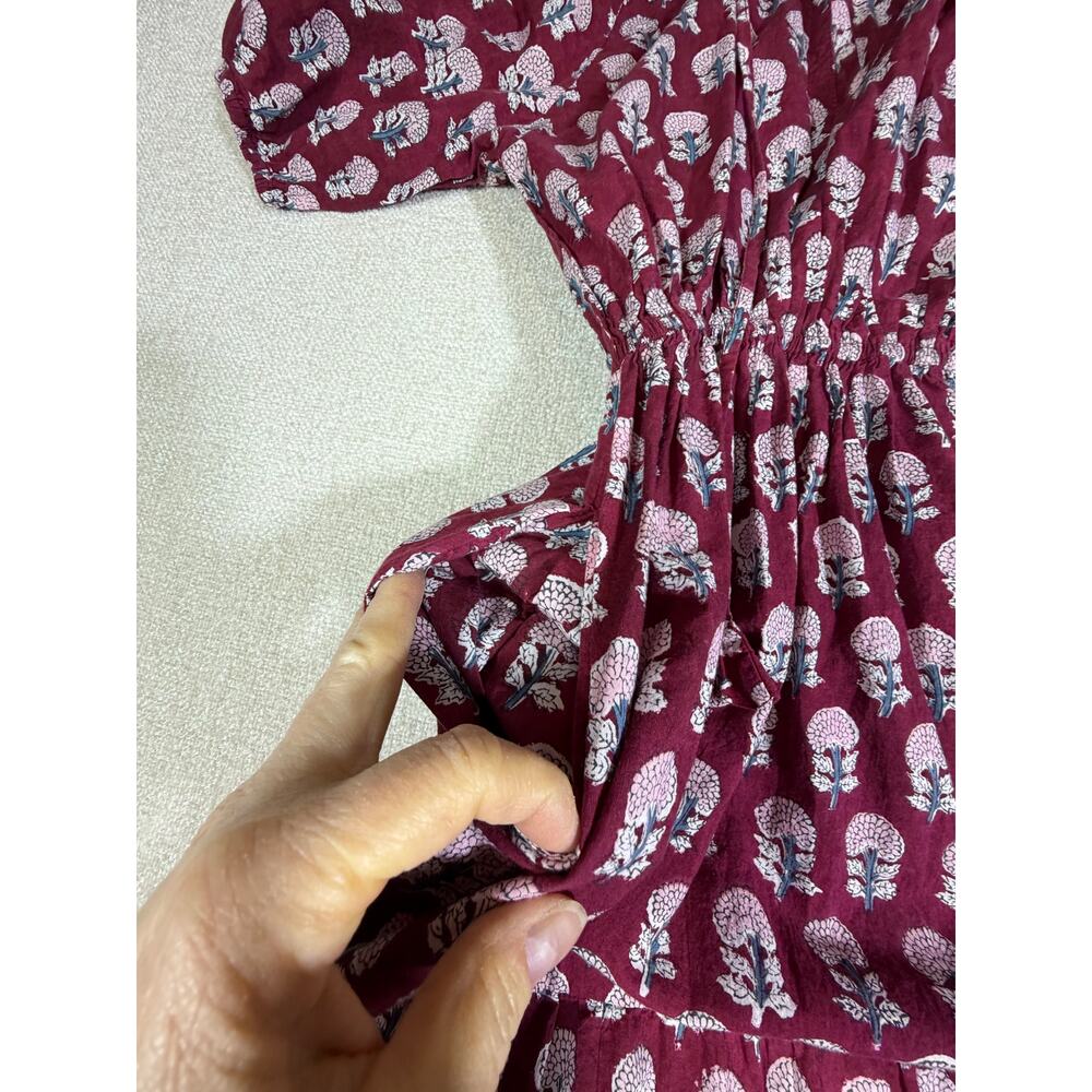 Fox and the Mermaid Women Medium Red Short Sleeve Cottagecore Boho Maxi Dress - Picture 11 of 11
